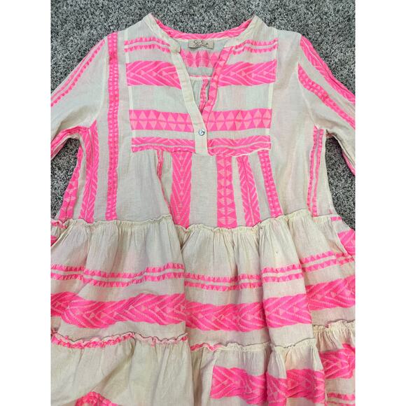 Sophia Tori Dress Hot Pink Women’s S/M, Flowy BohoCore Embroidered Made in Italy - Picture 3 of 10